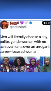 1.8K views · 49 reactions | Do you think men prefer a shy, gentle woman with no accomplishments over a confident, career-focused woman?The ladies of #YourViewTVC discuss a viral post about men going for shy, polite, gentle women with no achievements over confident, career-focused women.Share your thoughts on this belief in the comment section below  #YourViewTVC #careerwomen#menoptions #relationship #relationshipgoals #wifematerial | TVC Entertainment | Facebook