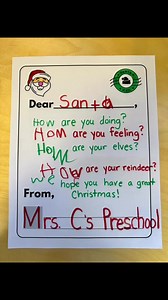 🎅✍️ Watch our shared writing activity in action as we craft a letter to Santa together! Our preschoolers brainstorm ideas, contribute words and letters, and I help complete the sentences. This collaborative effort aligns with our monthly standard: 'We can write in many different ways.' After the group activity, students gets a chance to write their personal letter to Santa at the writing center. #SharedWriting #SantaLetter #PreschoolLearning #PreschoolVibes #SharedWriting | Preschool Vibes