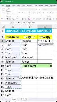 Excel UNIQUE Formula - How to summarize duplicate values in Excel? #unique #shorts #uniqueshorts