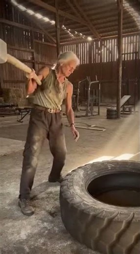 Grandma’s Explosive Sledgehammer Workout