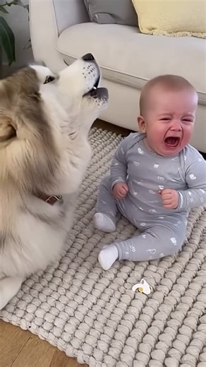 Funny videos on Instagram: "#dog #husky #baby #fyp"