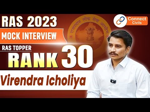 Virendra Kumar Icholiya | Rank 30 | RAS Topper Mock Interview 2025 | Connect Civils