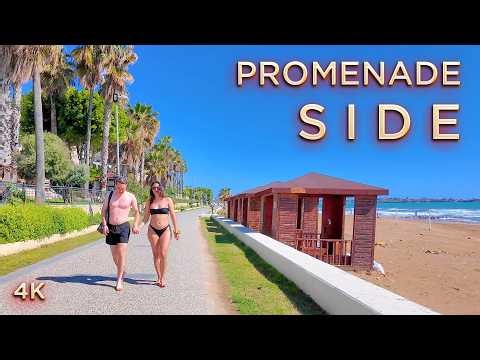 SIDE 4K ALL HOTELS PROMENADE , Beach & Shopping 📍 4 Km Walking tour TURKIYE Currently Walking tour