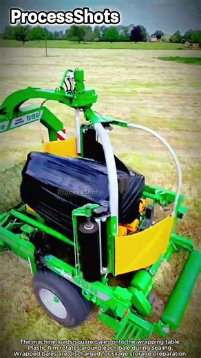 Square Bale Silage Wrapping and Sealing Process #worker #process