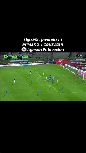 Agustín Palavecino descuenta para la máquina en los minutos finales del primer tiempo. #agustinpalavecino #goldeagustinpalavecinocontrapumas #futbolmexicano #pumasvscruzazul #parati