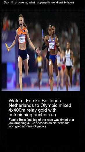 Watch_ Femke Bol leads Netherlands to Olympic mixed 4x400m relay gold with astonishing anchor run