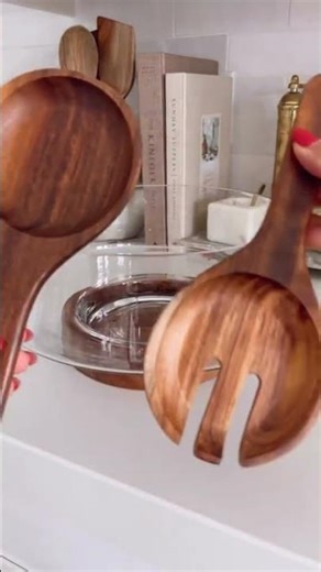 Glass Salad Bowl Set | Elegant Acacia Wood Base & Utensils 🥗✨ | Amazon Must Have