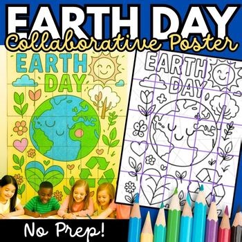 Earth Day Earth Hour Collaborative Poster | Classroom Mural Coloring Activity