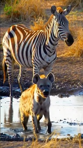 Zebra vs Hyena – Survival in the Wild! #wildlife #animals #animalshorts #zebra #hyena