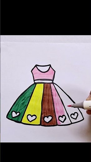 How to draw cute dress step-by-step for kids