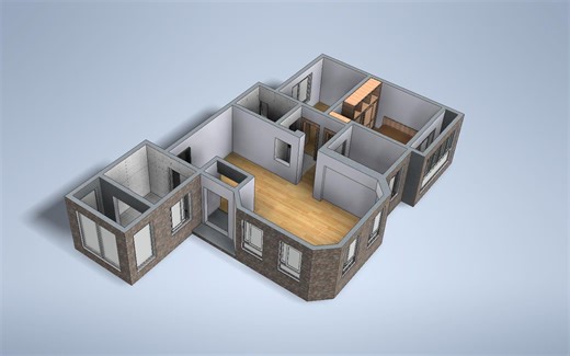 如何利用CAD进行室内设计和装修？Inventor三维设计分分钟，户型图 户型（07）