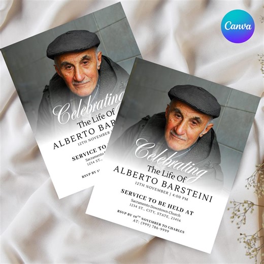 Memorial Service Invitation Template | Canva East Editable | Funeral Invite Card | Digital Download - Etsy