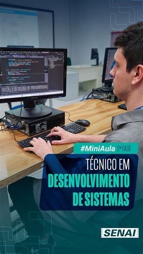 SENAI São José on Instagram: "💻 Técnico em Desenvolvimento de Sistemas | SENAI Aqui, o aprendizado vai além do básico. Aprendizado que aprofunda a estrutura e o funcionamento dos sistemas, conectando teoria e prática para a realidade do mercado de trabalho. 🚨Últimas vagas!! Link na bio! #senaisc #ensinotécnico #desenvolvimentodesistema"