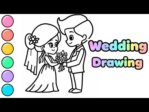 How to Draw a Beautiful Wedding Couple Easy 👰‍♂️🤵