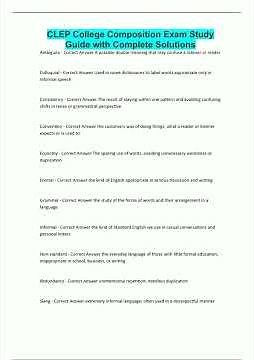 CLEP College Composition Exam Study Guide with Complete Solutions1185