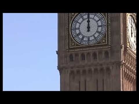 Big Ben strikes 12:00pm in the afternoon on VE Day