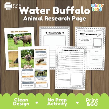 Water Buffalo Animal Research: 4-Page Informational Text & Graphic Organizer Set