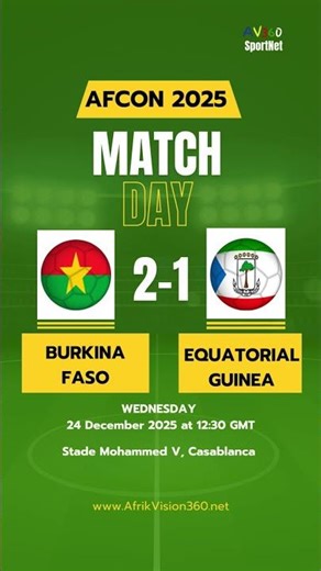 BURKINA FASO vs EQUATORIAL GUINEA AFCON 2025 MATCH RESULT