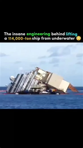 Curious Core on Instagram: "The engineering behind lifting a 114,000-ton ship from the ocean floor is nothing short of mind-blowing. Teams used massive air-filled chambers, cranes, and underwater robotics to raise the wreck - one calculation error could've cost billions. This is where precision meets power, and human determination proves it can defy gravity itself. Engineering isn't just about machines - it's about miracles built by math. #Engineering Marvel #ShipRecovery #OceanTech #Innovation 