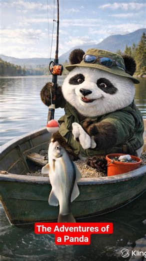 panda catches fish 🎣