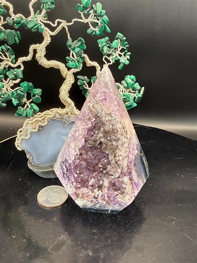 Amethyst & Green Jasper Druzy Quartz Diamond Point Brazil 4.15" Tall - Etsy