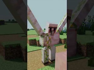 Minecraft evil baby villager with iron golem satisfying 3D simulation