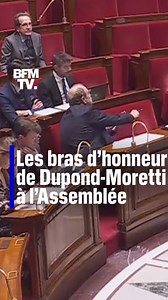 22K views · 472 reactions | Les bras d'honneur d'Éric Dupond-Moretti filmés à l'Assemblée | BFMTV | Facebook