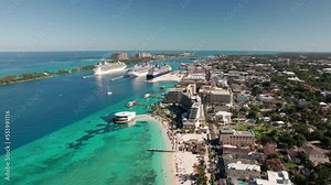 The drone aerial footage of Nassau city and Paradise Island, Bahamas.