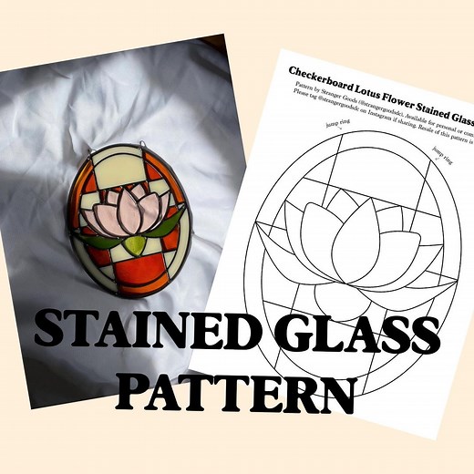 Checkerboard Lotus Flower Stained Glass Pattern | Digital Download - Etsy