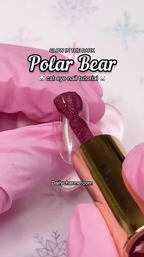 Cute & Easy Glow in the Dark Polar Bear Nails 🐻‍❄️💖❄️ The cutest winter nails that literally glow in the dark! Perfect for your cozy holiday mani ✨ Comment “POLAR BEAR” for the 🔗 to everything you need to recreate this look! Save & share for winter nail inspo! Using @daily_charme: 🍷 E60 Mulled Wine Season 🤍 002 Perfect White 💖 302 Pinkaholic 💗 305 Sweet Dreams 💗 306 Fair Lady 🖤 P01 Black Art Paint 🌟 White Glow in the Dark Pigment 🖌️ 12 Art Liner Nail Art Brush 💎 Diamond Shine Top Coa
