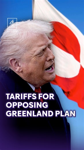 US President Donald Trump has said he will impose a 10% tariff on countries which have opposed his plans to take over Greenland. As protestors took to the streets across Denmark opposing the takeover, Trump named eight European countries, including the UK, saying tariffs would apply to "any and all goods" sent to the US from 1 February. The duty will then rise to 25% at the beginning of June unless, he said, a "deal is reached for the Complete and Total US purchase of Greenland". #Greenland #Don