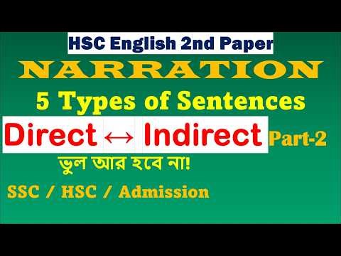Narration Rules Part-2 |Direct & Indirect Speech | 5 types of Sentences | Easy Rules of Narration