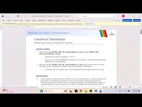 Illustrated Excel 365 | Modules 1-4: SAM Capstone Project A Luxurious Getaways
