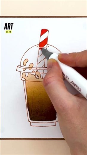 How to draw a delicious bubble tea 🍹🥰 #bubbletea #drink #art #tuto #artroom