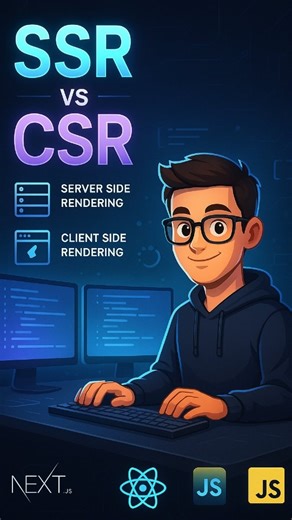 Can U Code on Instagram: "Everyone talks about SSR vs CSR… but very few actually understand how it affects speed, SEO and the user experience. This reel breaks it down in the simplest way possible. Save this for your next project! ⚡🔥 #ssr #csr #nextjs #reactjs #javascriptdeveloper #frontenddeveloper #webdevelopment #codingreels #techreels #programmerlife #codes #webdevcommunity #developerscommunity #learncoding #mernstack #fullstackdeveloper #softwareengineer #devreels"