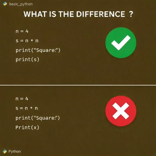 Learn Coding 👩‍💻🐾 on Instagram: "What is The Difference ❓ Comment The Answer 🔥 Follow @basic_python for more content on computer science, programming, technology, and Python language #developer #development #coder #coding #computerengineering"