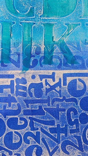 Tania Ahmed ☆ Gel Printing ☆ Mixed Media ☆ Art Journals on Instagram: "Gel Print January Day 1: Tone Easing into the challenge with a gel created with my favourite colour blue in different tones and shades of acrylic paint 💙 I am printing on my beloved Gelli Arts 8x10 Gel Printing Plate and I will be creating 15 gel prints this month and make an art journal with all my finished gel prints! Aaaand this also has my signature touch of graphic typography, a quiet little nod to my love for reading a