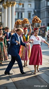 81K views · 552 reactions | Trump & Putin’s hilarious dance on “Chicken Banana” — made with an AI image-to-video generator, pure meme gold! Follow @memegen_ai | Try an AI image-to-video generator today and create your own epic videos. | CGI Orbit | Facebook