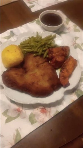 My delicious home-made dinner crumb steak with veggies #whatsfordinner