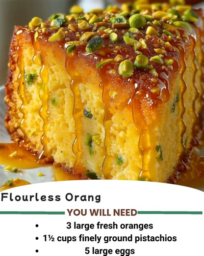 🍊🌿 Flourless Orange Pistachio Cake 🍰✨ Moist, nutty, and citrus-bright—gluten-free and naturally delicious! | Cooking with Sabrina
