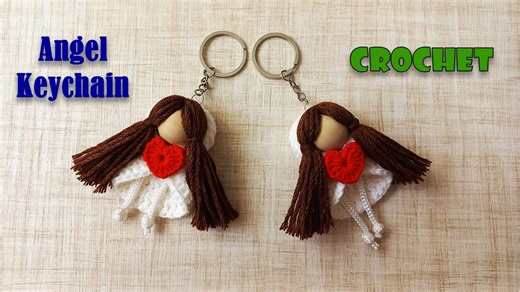 Cute crochet angel keychain tutorial | Easy crochet keychain ideas