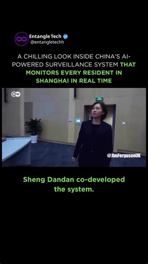 “EntangleTech” 🤖 on Instagram: "CHINA’S AI-POWERED SURVEILLANCE SYSTEM MONITORS EVERY RESIDENT IN SHANGHAI IN REAL TIME. This is what mass surveillance looks like when artificial intelligence meets government control. Shanghai uses a system called Skynet—millions of cameras with facial recognition AI tracking everyone, everywhere, constantly. The system knows where you are, who you’re with, what you’re doing. Every face is matched to a database. Every movement is logged. Sheng Dandan, a major d