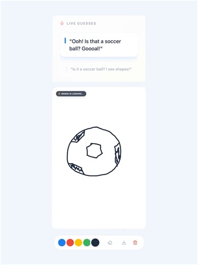 We challenged Gemini 3 Flash to a drawing game in the Gemini app. Because the new model is optimized for speed, it can analyze your drawing and guess what it is in near real-time. #googlegeminiai #googlegemini #gemini3 #soccer #drawingchallenge