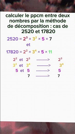 Calculer le PPCM entre deux nombres par la méthode de décomposition: cas pratique #maths #calcul
