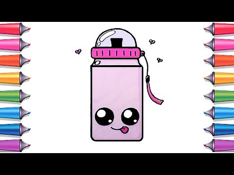 How to draw a cute water bottle step by step