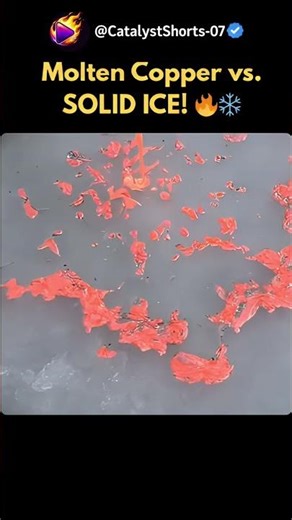Molten Copper vs. SOLID ICE! (The Leidenfrost Effect) 🧊🔥#youtubeshorts #shorts #icevolcano #icesheet