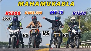 736K views · 17K reactions | 2025 Bajaj Rs200 Vs Yamaha R15m Vs Ktm Duke 200 Vs MT15 Quad Battle Drag Race | unexpected Results | Ksc vlogs | Facebook