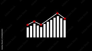 Business graph icon showing growth.Chart with Arrow Flat Icon. Pixel Perfect.animated down graph icon designed in flat icon style,. Finance, Business Info graphic animation, Bar graph.