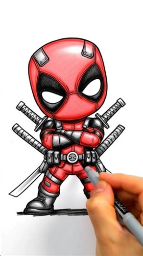 🔥 “Chibi Deadpool Art ASMR 🎨💫 Tiny Marvel Hero Colouring Fun!” #drawing #asmr #art #therapy #shorts