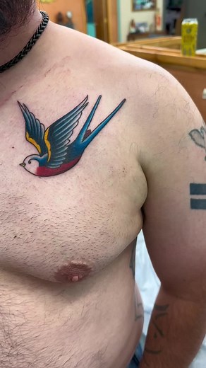 Traditional navy swallows for kyle! Live doing traditional navy tattoos for servicemen! Had a blast doing these and love how the turned out! Thanks for the trust my guy! #tattoo #everetttattoo #seattletattoo #fyp #sunkenshiptattoo #colortattoos #tattooideas #tattooartist #boldtattoos #americantraditional #traditionaltattoos #traditionalflash #navytattoos #swallowtattoo #traditionalflash #flashtattoo